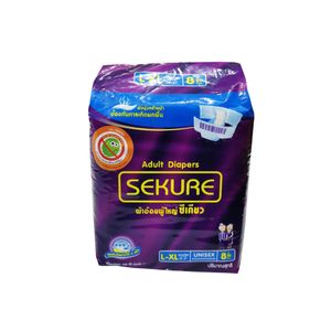 SEKURE ผ้าอ้อมเทปผู้ใหญ่ สำหรับผู้ชายและผู้หญิง ไซส์ L-XL แบบ 8 ชิ้น