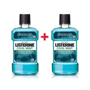 (POBS) Listerine Cool Mint Set ลิสเตอรีน น้ำยาบ้วนปาก คูลมินต์ แพ็คคู่ (250 ml.+250 ml.)