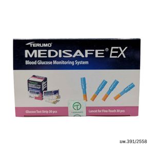 TERUMO MEDISAFE EX แผ่นตรวจน้ำตาลพร้อมเข็มเจาะเลือด อย่างละ30ชิ้น