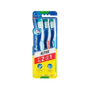 Berman Active Soft Toothbrush 3s เบอร์แมน แปรงสีฟันขนนุ่ม แพ็ค 3 ชิ้น