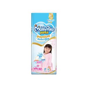 MAMY POKO Pants Premium Extra Dry Girl กางเกงผ้าอ้อมเด็ก พรีเมี่ยม เอ็กซ์ตร้า ดราย หญิง Size XXXL (แพ็ค 24 ชิ้น)