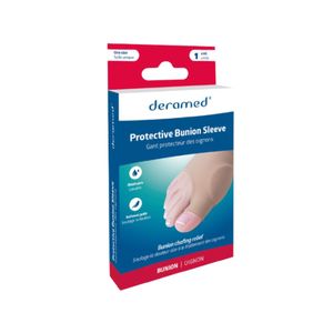 DERAMED Protective Bunion Sleeve Footcare ผ้ายืดสวมเท้าแบบมีเจลสำหรับนิ้วหัวแม่เท้าเอียง Free size (แพ็ค 1 ชิ้น)