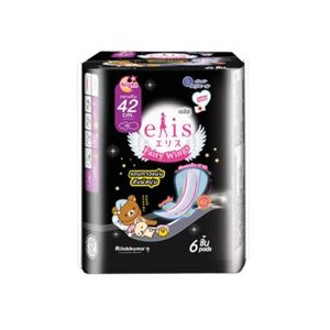 Elis Fairy Wings Sanitary Pads 42cm 6s เอลิส ผ้าอนามัยแบบมีปีก ซึมซับดี สำหรับกลางคืน