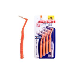 DENTALPRO Interdental Brush L-Shaped 1.0MM แปรงซอกฟัน Size S สีส้ม (แพ็ค 4 ชิ้น)