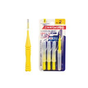 DENTALPRO Dentalpro Interdental Brush I-Shaped 0.8MM แปรงซอกฟัน Size 2 สีเหลือง (แพ็ค 4 ชิ้น)
