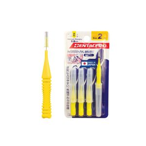 DENTALPRO Interdental Brush I-Shaped 0.8MM แปรงซอกฟัน Size 2 สีเหลือง (แพ็ค 4 ชิ้น)