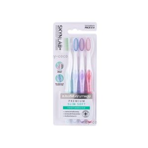 SKYNLAB Premium Slim Soft Toothbrush แปรงสีฟัน ขนแปรงขนาด 0.01mm (แพ็ค 4 ชิ้น คละสี)