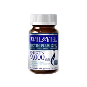 Wil & Yel Biotin Plus Zinc ผลิตภัณฑ์เสริมอาหารไบโอติน ซิงค์ (60 เม็ด)