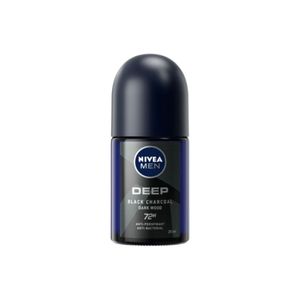 NIVEA MEN Deep Black Charcoal Dark Wood 72h โรลออนระงับกลิ่นกายสำหรับผู้ชาย กลิ่นดาร์กวูด (25ml.)