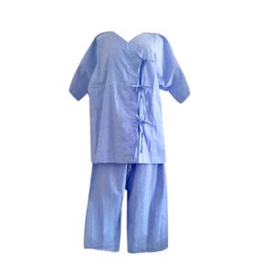 ชุดกางเกงคนไข้ ชุดผู้ป่วย เสื้อแบบผูกด้านข้างแขนสั้น Size XL (ผ้าอ๊อกฟอร์ด)