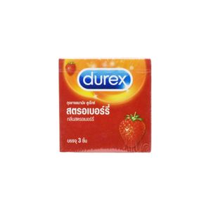 Durex ถุงยางอนามัย Strawberry ขนาด 52.5 มม (กล่อง 3 ชิ้น)