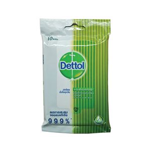 Dettol ผ้าเช็ดทำความสะอาดผิวมือแบบเปียก จำนวน 10 ชิ้น