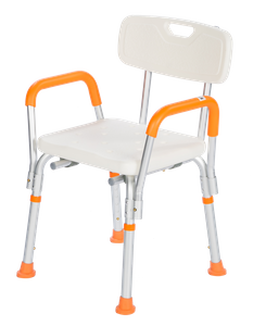 Mobility Healthcare เก้าอี้นั่งอาบน้ำ HY3520L มีพนัก ที่วางแขนสีส้ม