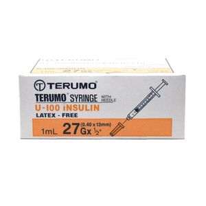 Terumo Syringe ไซริงค์ติดเข็ม ขนาด 1ml No.27x1/2" กล่อง 100 ชิ้น