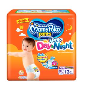 MAMY POKO กางเกงผ้าอ้อมเด็ก DAY&NIGHT Size XL จำนวน 13 ชิ้น