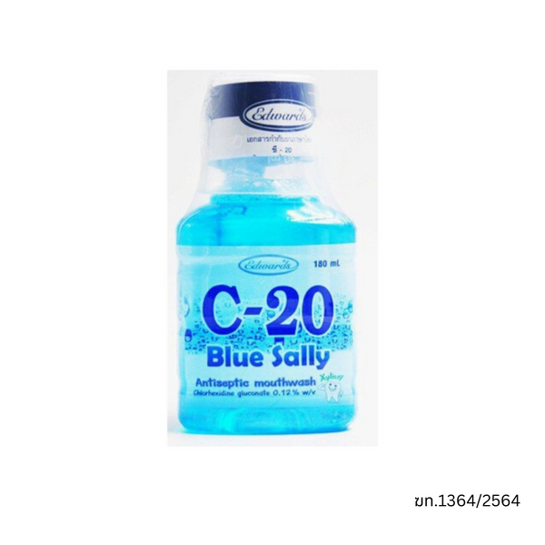 C20 Chlorhexidine Antiseptic Mouth Wash Blue Sally 180 ml.