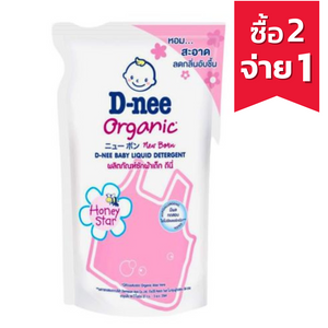 D-NEE New Born ผลิตภัณฑ์ซักผ้าเด็ก กลิ่น Organic Honey Star ชนิดถุงเติม (600ml.)