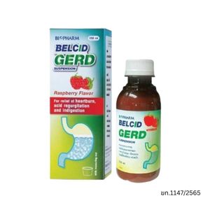 BELCID GERD Suspension เบลสิด เกิร์ด รสราสเบอรี่ ลดกรดไหลย้อน ลดกรดในกระเพาะ (150ml.)  .A