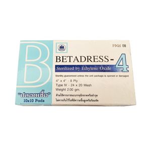 BETADRESS ผ้าก็อส 4X4 นิ้ว 1 กล่อง จำนวน 10 ชิ้น    