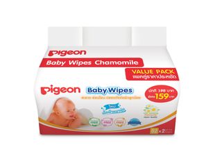 Pigeon ผ้าเช็ดทำความสะอาดผิว สูตรคาโมมายล์ ขนาด 82 ชิ้น แพค 2 ซอง