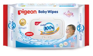 Pigeon ผ้าเช็คทำความสะอาดผิว สูตรน้ำบริสุทธิ์ 100% ขนาด 60 ชิ้น