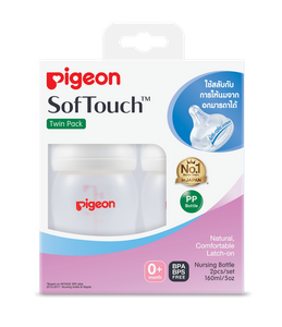 Pigeon ขวดนม PPWN ทรงคอกว้าง 160 มล พร้อมจุกนมเสมือนนมมารดา รุ่น Plus ขนาด SS แพค 2 ชุด