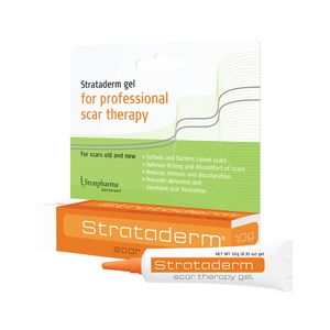 Strataderm  ลดรอยแผลเป็นนูน แผลเป็นจากสิว แผลเป็นคีลอยด์ 10 กรัม [หลอดสีส้ม]